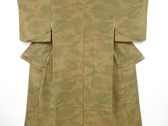 JAPANESE KIMONO / VINTAGE UNUSED KOMON KIMONO / CHIRIMEN / TREES